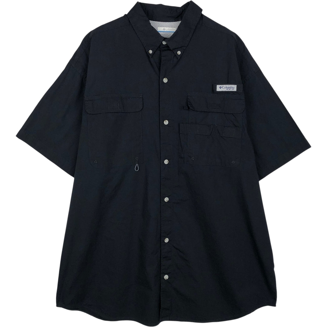 Columbia PFG Button-down Short Sleeve Fishing Shirt, Men's Size L cotton black type Vintage Second Hand
