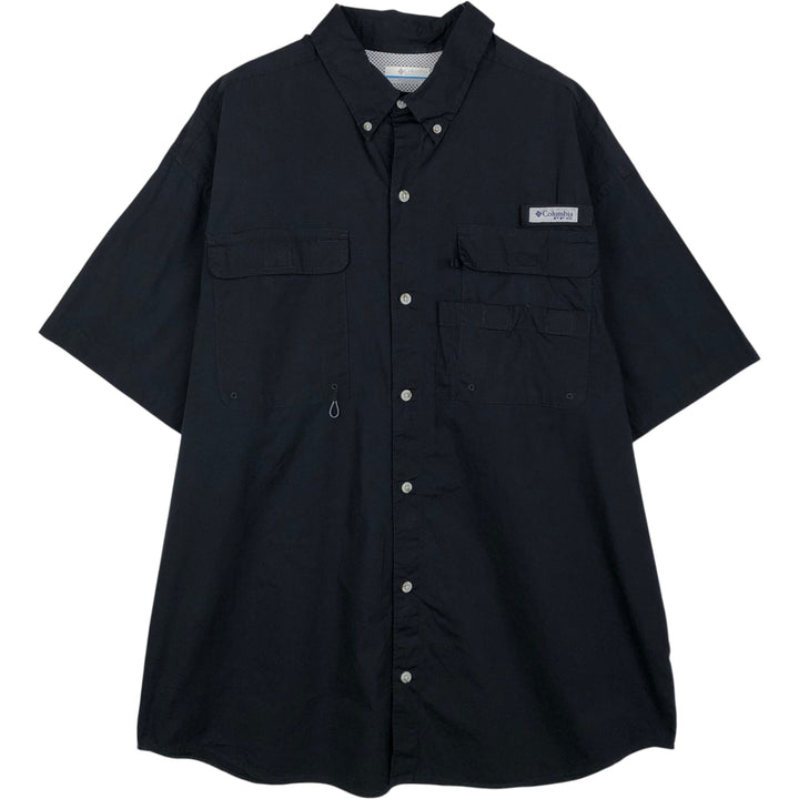 Columbia PFG Button-down Short Sleeve Fishing Shirt, Men's Size L cotton black type Vintage Second Hand