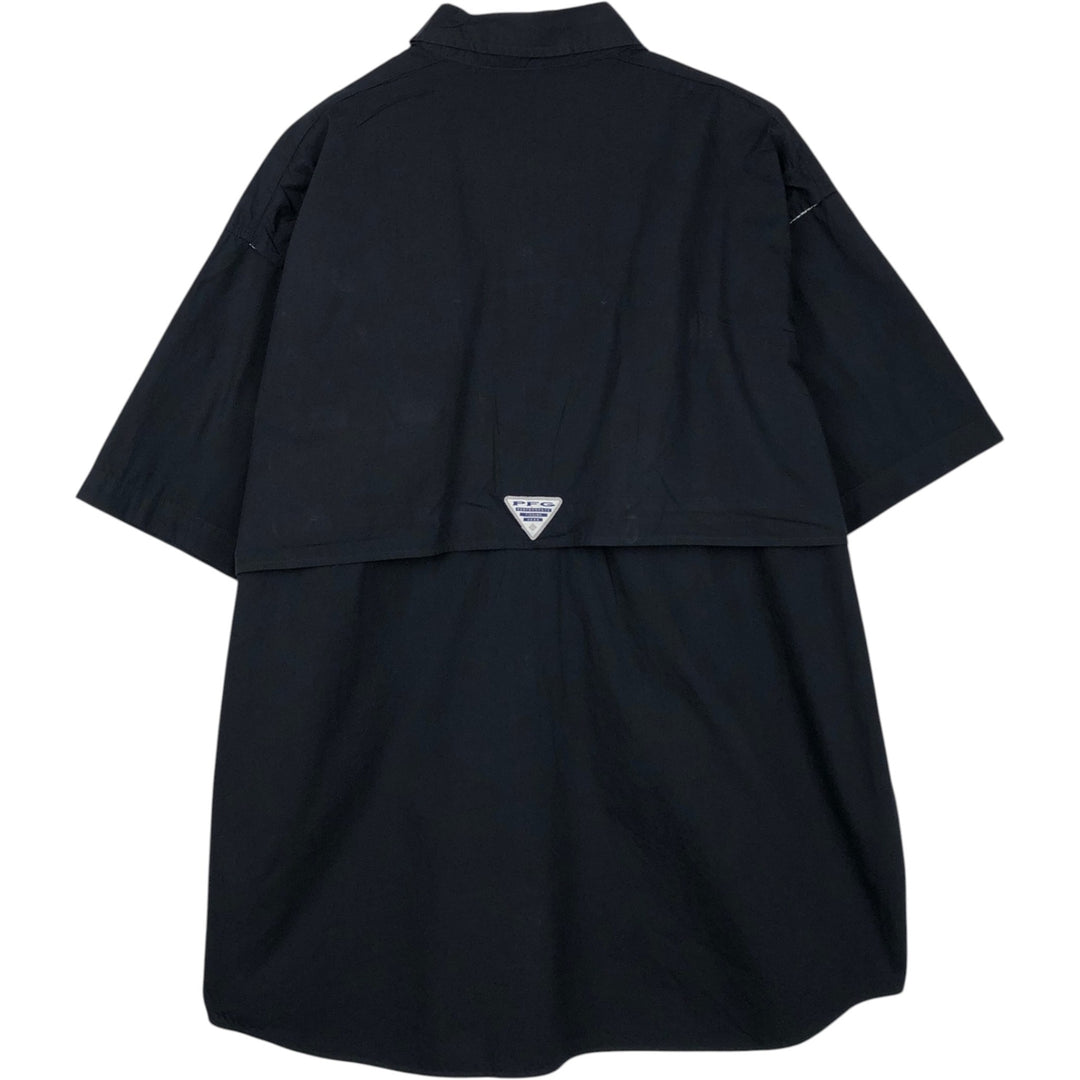 Columbia PFG Button-down Short Sleeve Fishing Shirt, Men's Size L cotton black type Vintage Second Hand