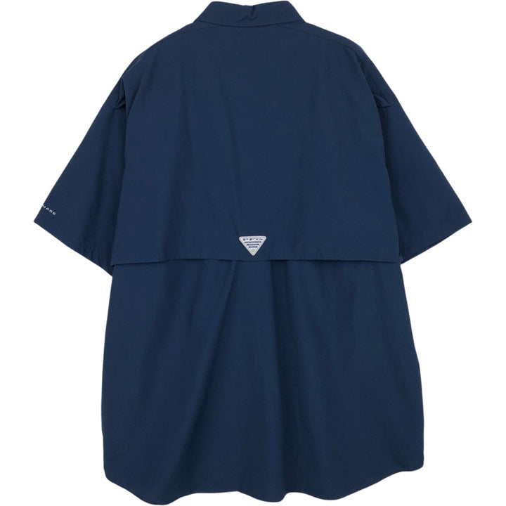 Columbia Bahamas Short-Sleeve Fishing Shirt, Men's Size XL (approx.) Nylon navy blue type Vintage Second Hand