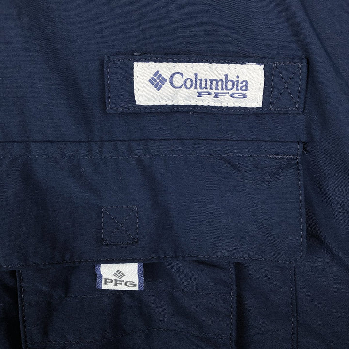 Columbia Bahamas Short-Sleeve Fishing Shirt, Men's Size XL (approx.) Nylon navy blue type Vintage Second Hand