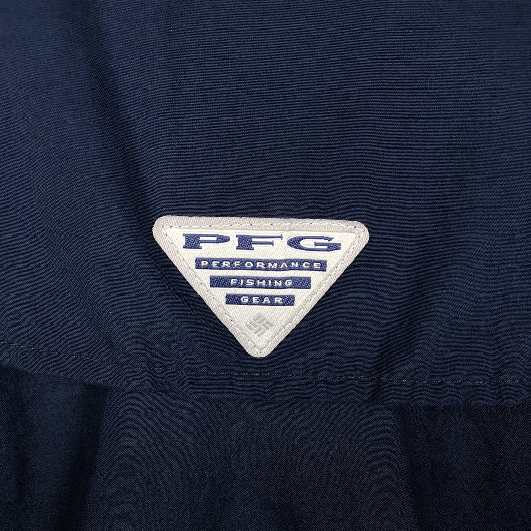 Columbia Bahamas Short-Sleeve Fishing Shirt, Men's Size XL (approx.) Nylon navy blue type Vintage Second Hand