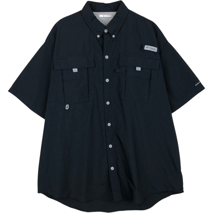 Columbia Bahamas Short-Sleeve Fishing Shirt, Men's Size L (approx.) Nylon black type Vintage Second Hand