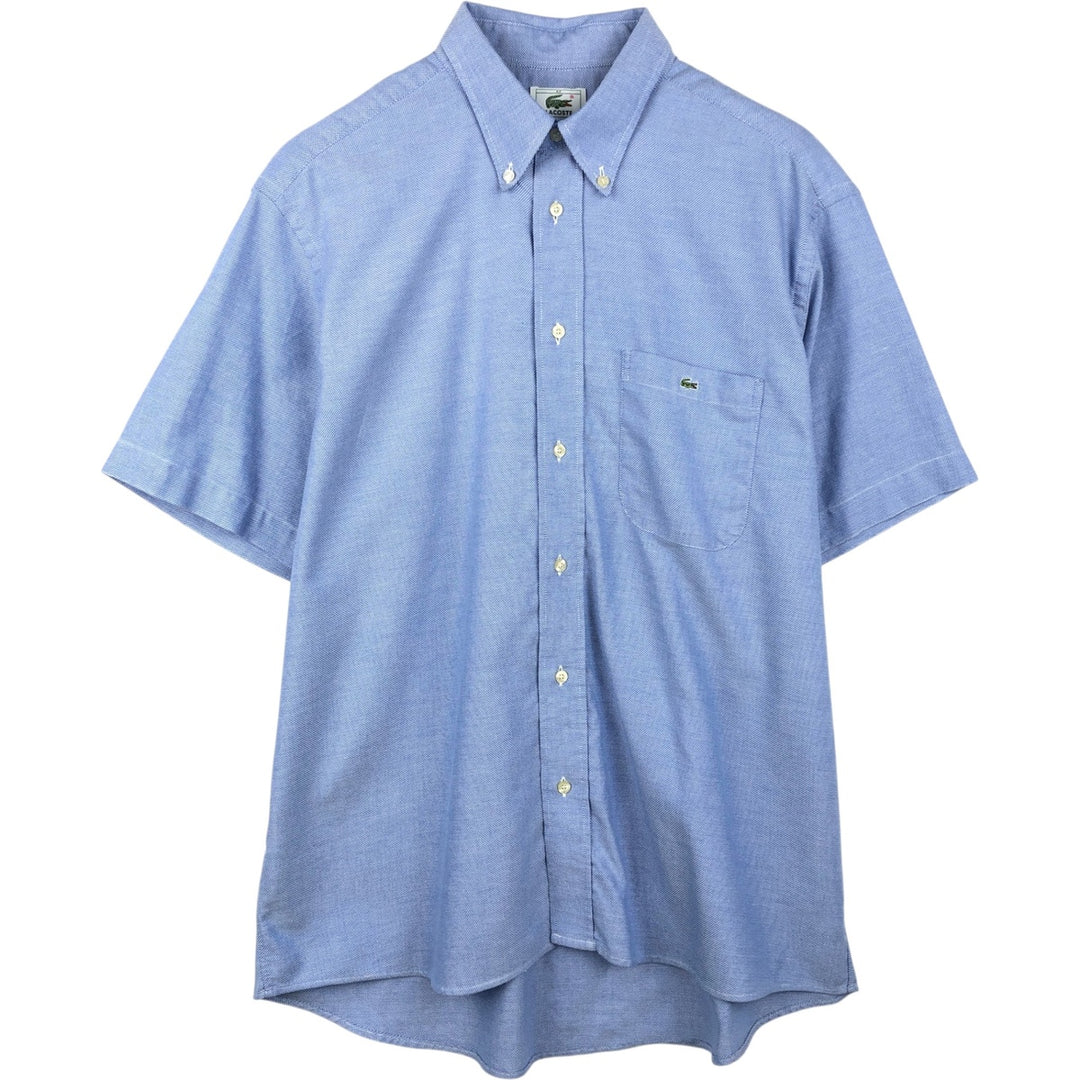 Lacoste French Lacoste Short-Sleeve Button-Down Shirt, Made in France, Size 42 (Men's M equivalent) cotton blue type Vintage Second Hand
