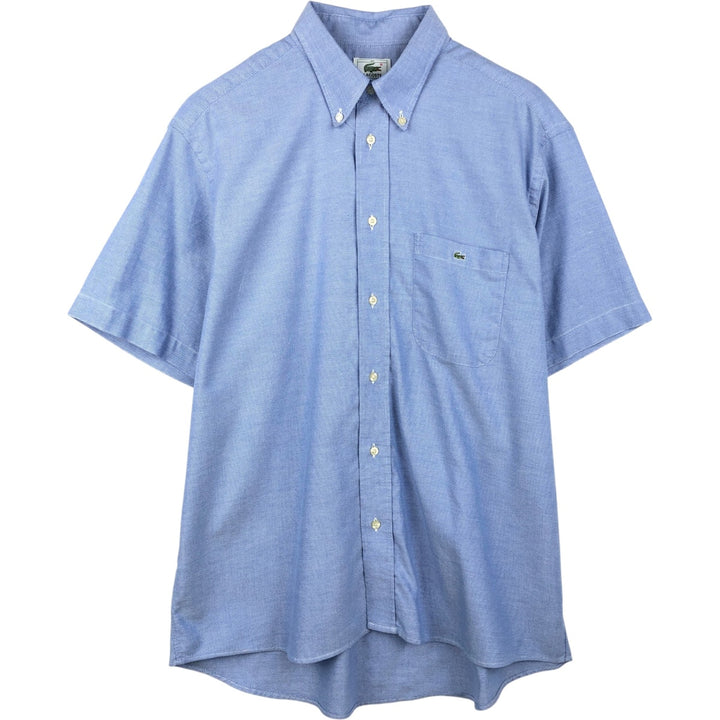 Lacoste French Lacoste Short-Sleeve Button-Down Shirt, Made in France, Size 42 (Men's M equivalent) cotton blue type Vintage Second Hand