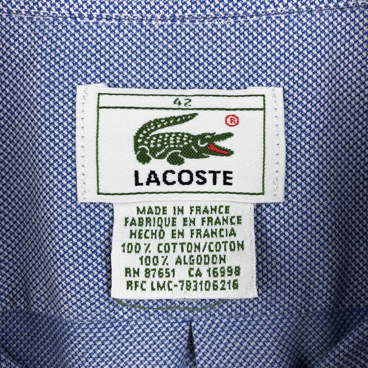 Lacoste French Lacoste Short-Sleeve Button-Down Shirt, Made in France, Size 42 (Men's M equivalent) cotton blue type Vintage Second Hand