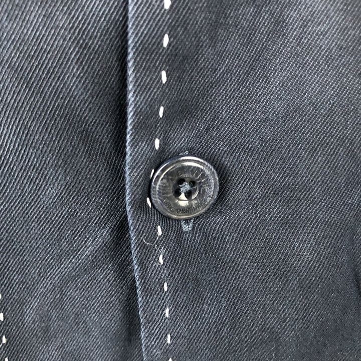 90'S Nat Nast Box Shirt, Short Sleeve, Open Collar, Silk Shirt, Men's Size L (approx.), Vintage silk navy blue type Vintage Second Hand