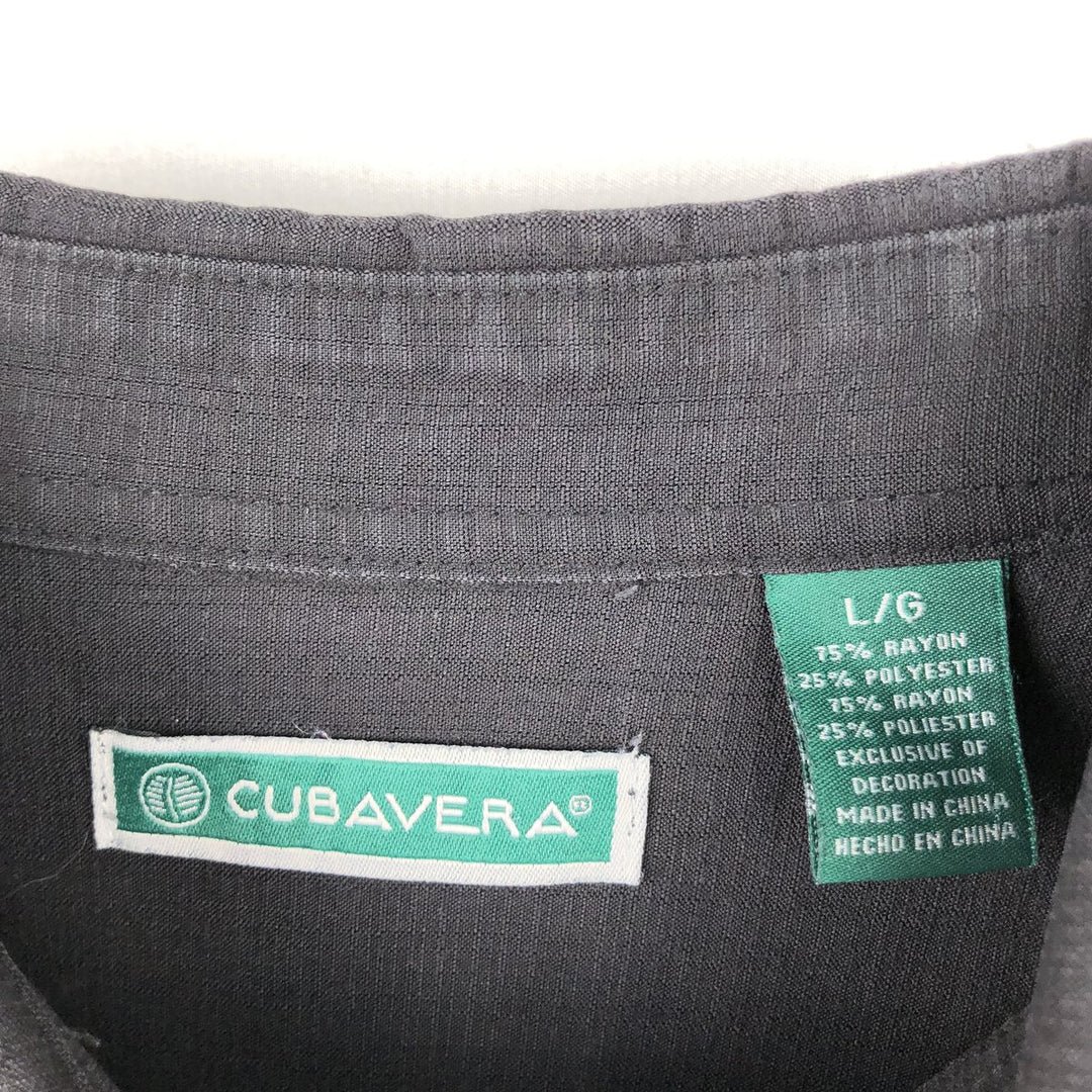 Cubavera Box Shirt, Short Sleeve, Rayon Shirt, Men's Size L (approx.) Rayon black type Vintage Second Hand