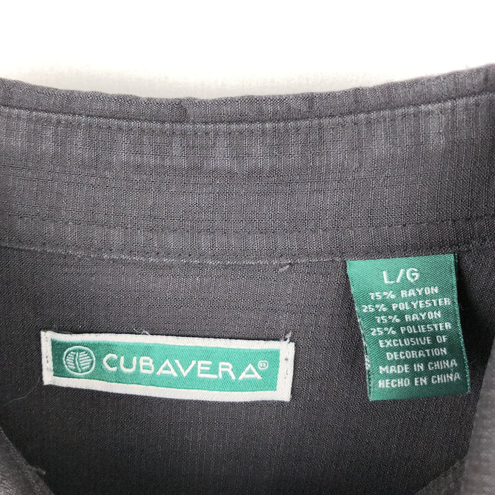 Cubavera Box Shirt, Short Sleeve, Rayon Shirt, Men's Size L (approx.) Rayon black type Vintage Second Hand