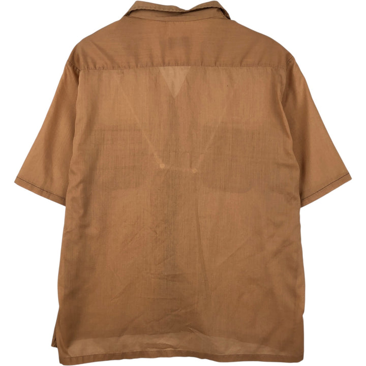 60s-70'S Brent Open Collar Short Sleeve Poly-Cotton Box Shirt Men's Size L (Equivalent) Vintage polyester brown type Vintage Second Hand