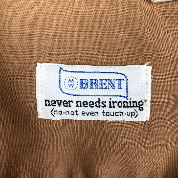 60s-70'S Brent Open Collar Short Sleeve Poly-Cotton Box Shirt Men's Size L (Equivalent) Vintage polyester brown type Vintage Second Hand