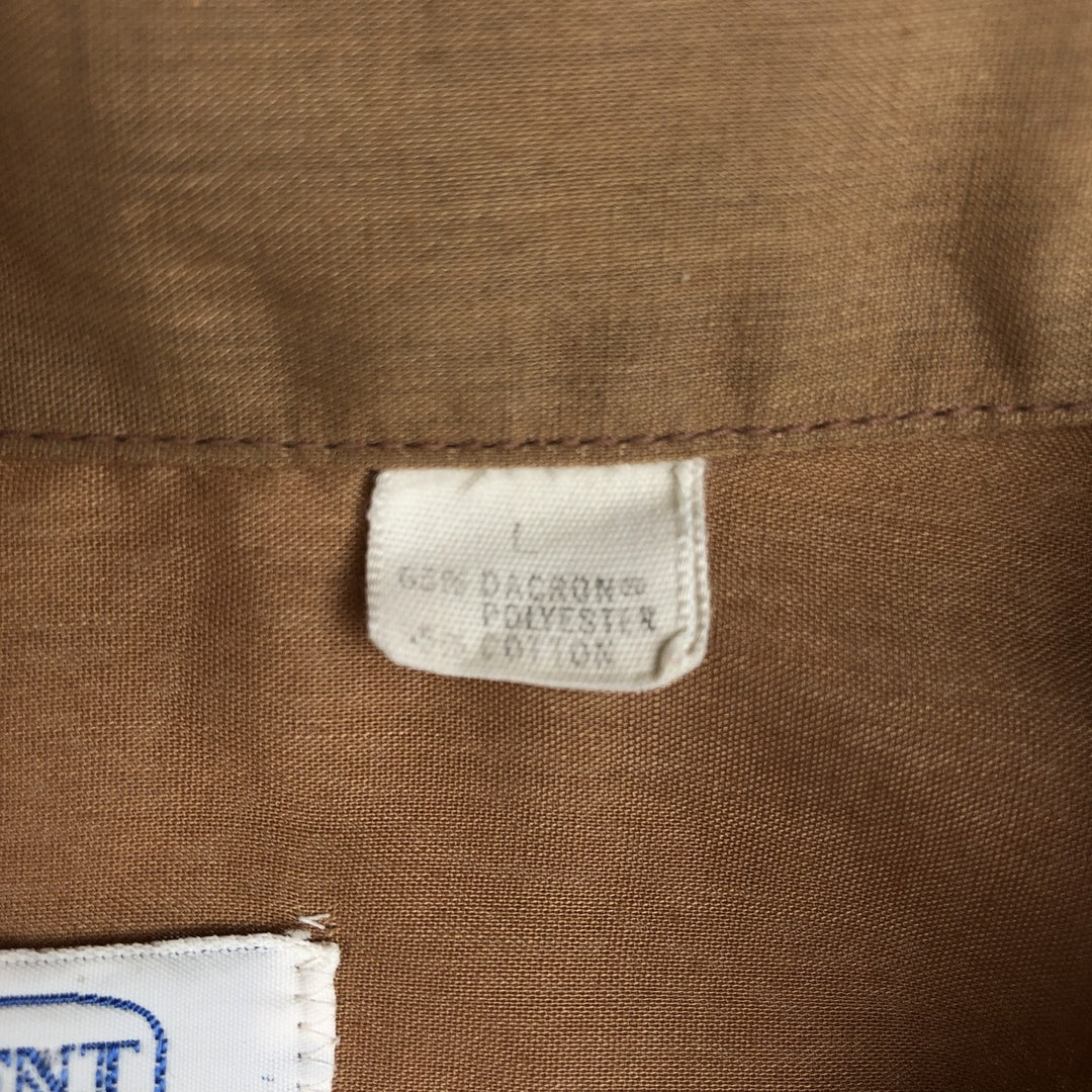 60s-70'S Brent Open Collar Short Sleeve Poly-Cotton Box Shirt Men's Size L (Equivalent) Vintage polyester brown type Vintage Second Hand