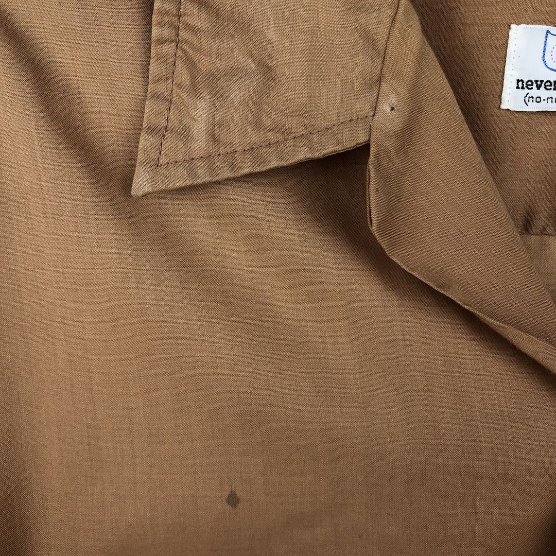 60s-70'S Brent Open Collar Short Sleeve Poly-Cotton Box Shirt Men's Size L (Equivalent) Vintage polyester brown type Vintage Second Hand