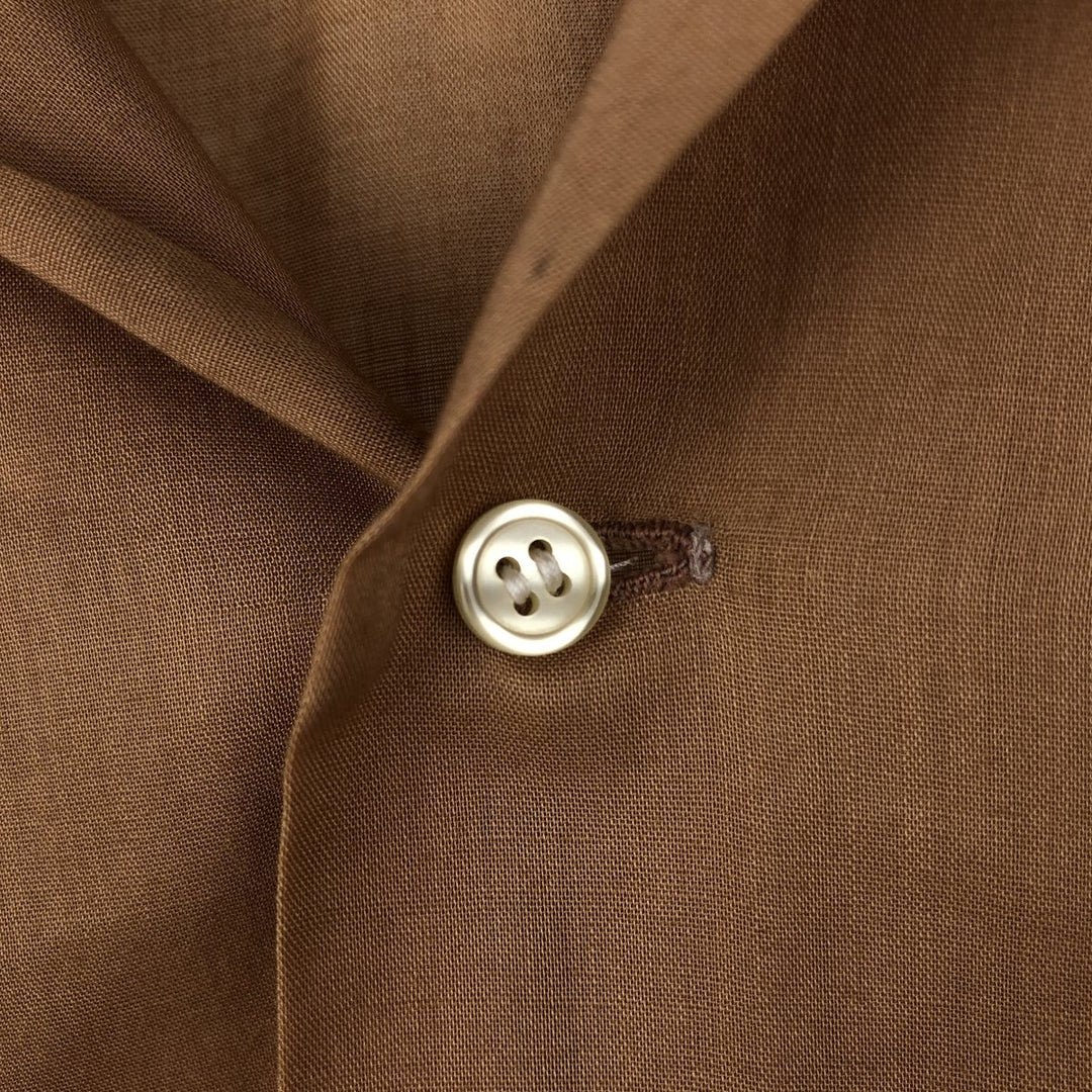 60s-70'S Brent Open Collar Short Sleeve Poly-Cotton Box Shirt Men's Size L (Equivalent) Vintage polyester brown type Vintage Second Hand