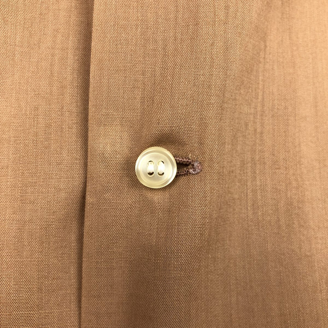 60s-70'S Brent Open Collar Short Sleeve Poly-Cotton Box Shirt Men's Size L (Equivalent) Vintage polyester brown type Vintage Second Hand