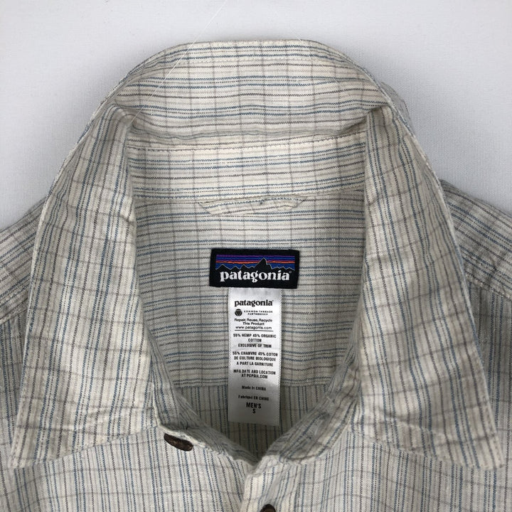 Patagonia 53138SP13 Check Pattern Short-Sleeve Cotton x Hemp Box Shirt, Men's Size S (approx.) Hemp ivory Vintage Second Hand