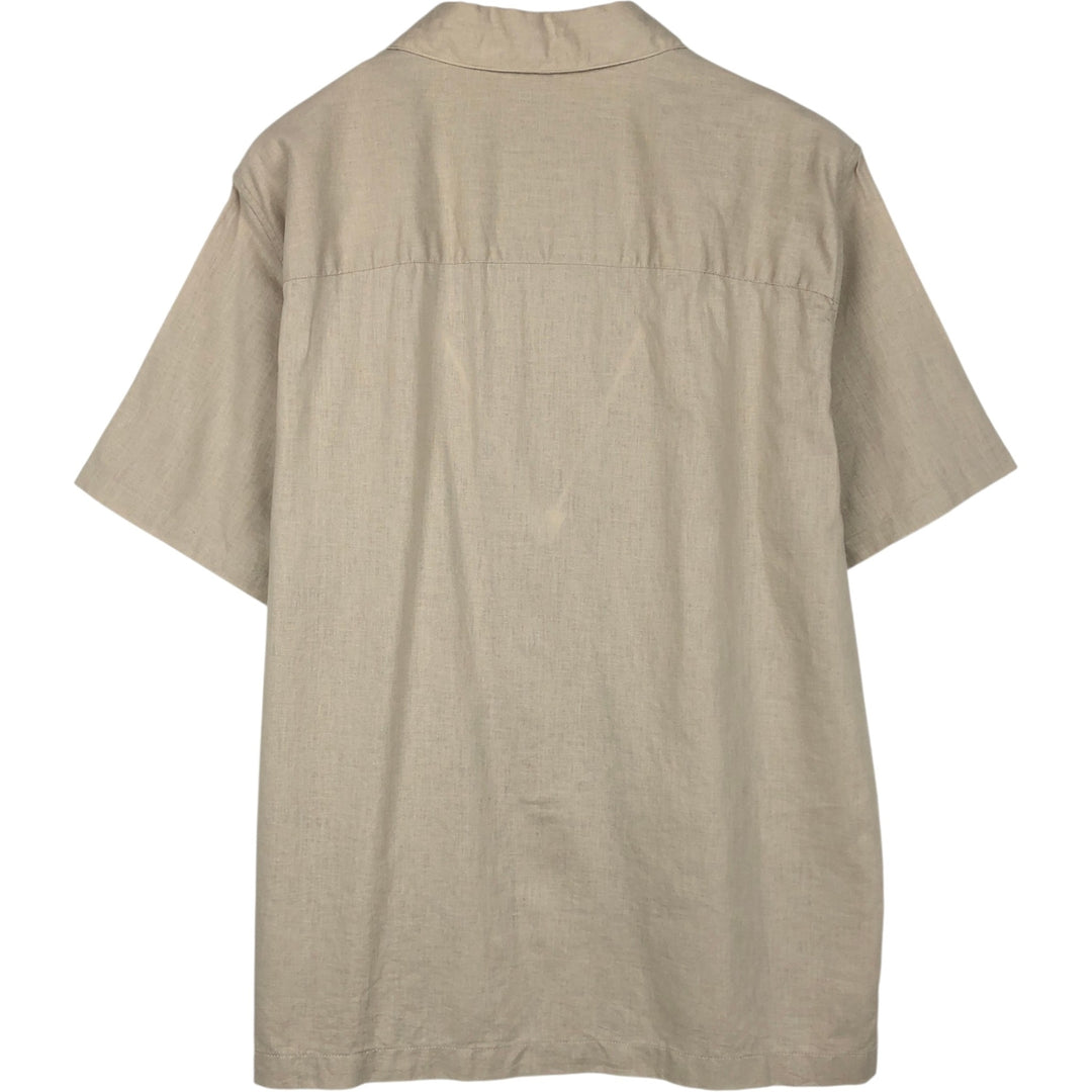 GAP Short-Sleeve Open-Collar Linen Shirt, Boxy Fit, Men's Size L (approx.) linen Beige type Vintage Second Hand