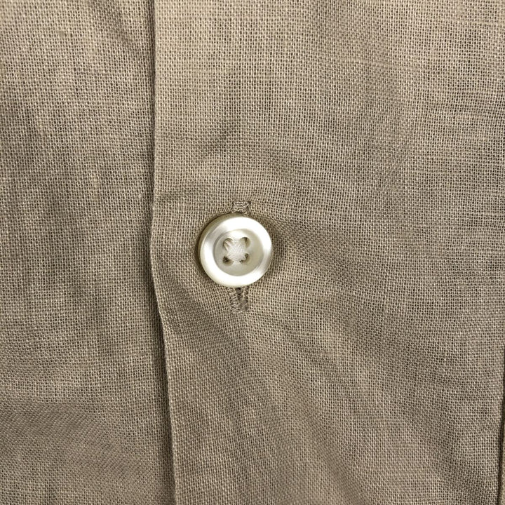 GAP Short-Sleeve Open-Collar Linen Shirt, Boxy Fit, Men's Size L (approx.) linen Beige type Vintage Second Hand