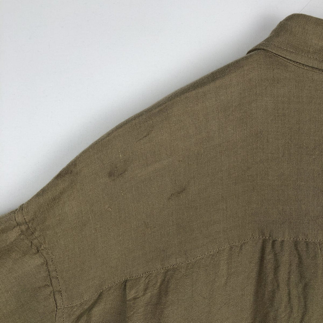 Van Heusen short-sleeved linen box shirt, men's size XXL. linen Khaki type beige Vintage Second Hand