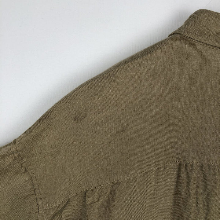 Van Heusen short-sleeved linen box shirt, men's size XXL. linen Khaki type beige Vintage Second Hand