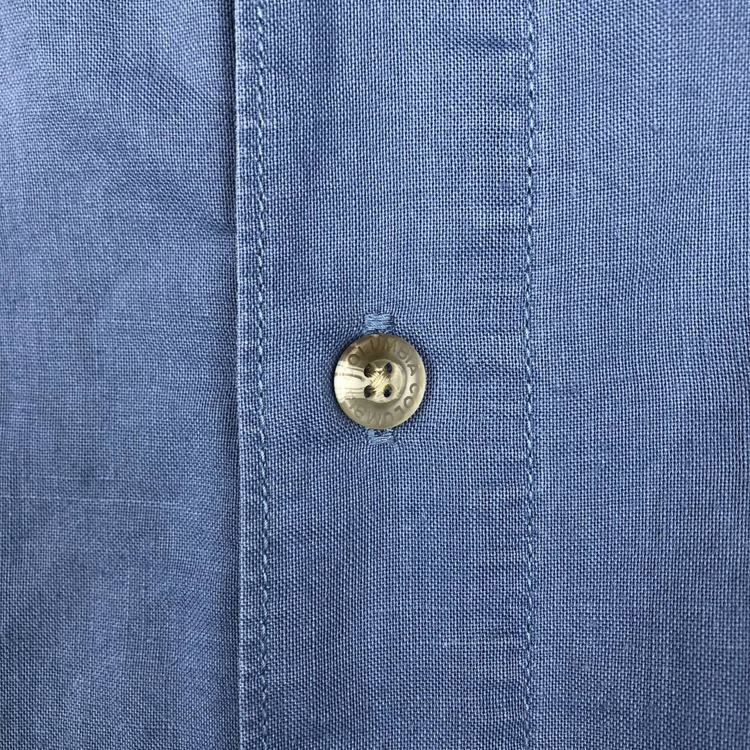 Columbia Short Sleeve Ramie x Cotton Shirt, Box Shirt, Men's Size L Lamy blue type Vintage Second Hand