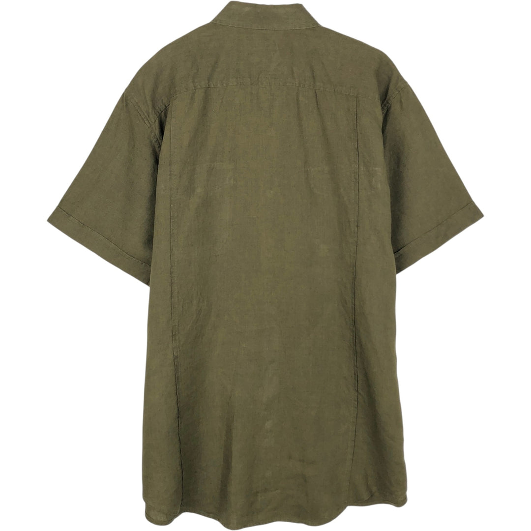 2000'S Banana Republic Linen Short-Sleeve Shirt, Men's Size XL (approx.) linen Khaki type Vintage Second Hand