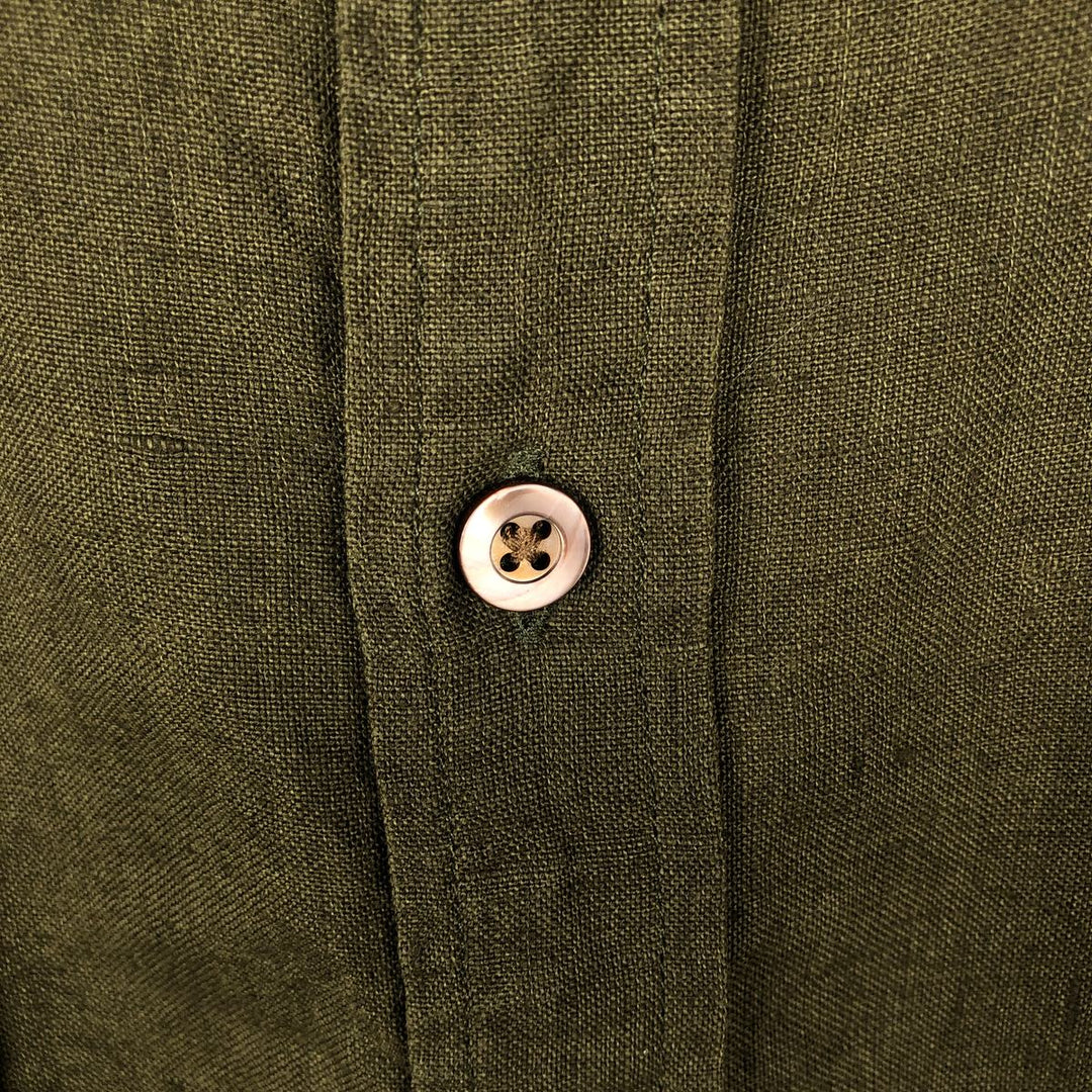 2000'S Banana Republic Linen Short-Sleeve Shirt, Men's Size XL (approx.) linen Khaki type Vintage Second Hand