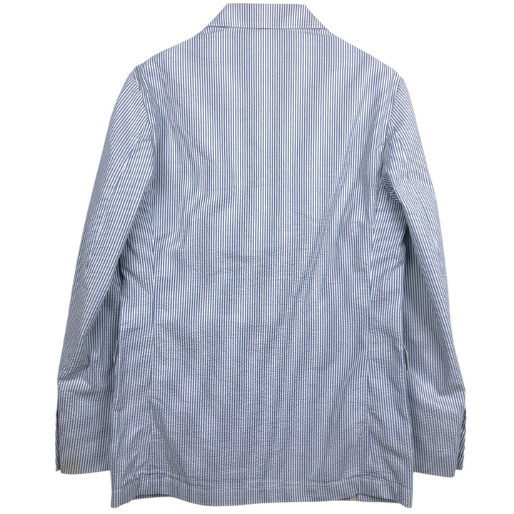 Ralph Lauren POLO by Ralph Lauren Stripe Pattern Seersucker Tailored Jacket (Men's Size S) cotton blue type Vintage Second Hand