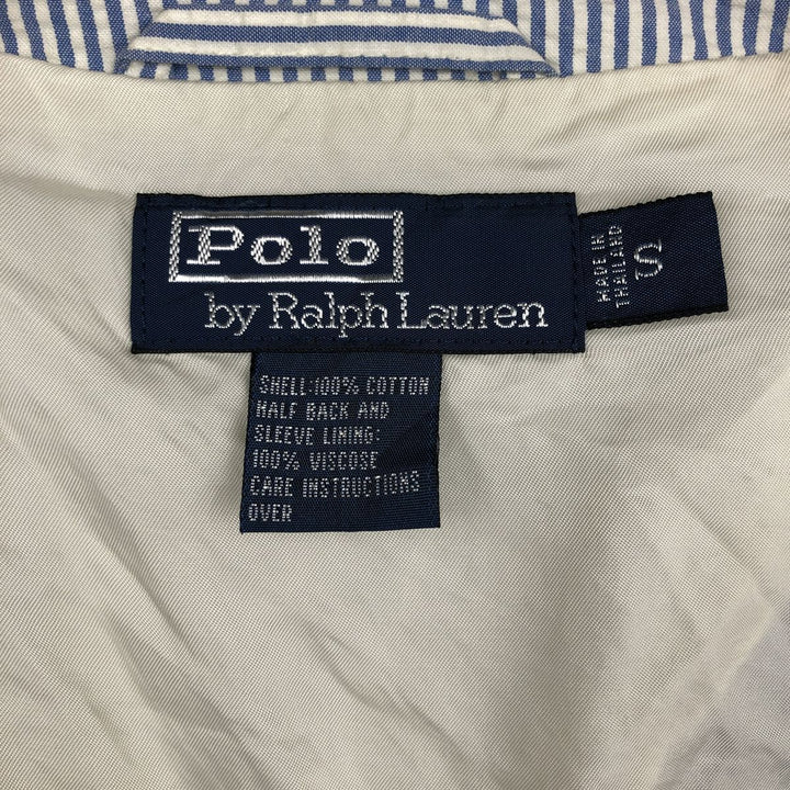 Ralph Lauren POLO by Ralph Lauren Stripe Pattern Seersucker Tailored Jacket (Men's Size S) cotton blue type Vintage Second Hand