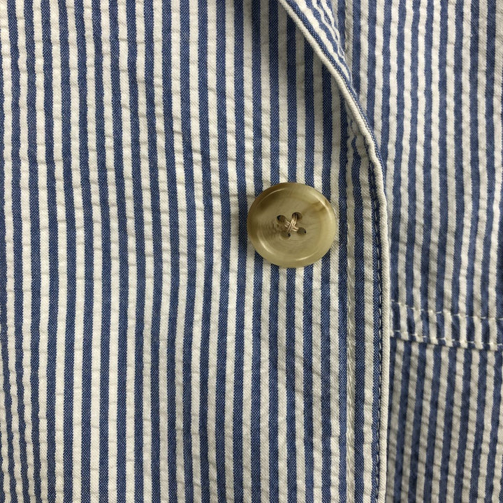 Ralph Lauren POLO by Ralph Lauren Stripe Pattern Seersucker Tailored Jacket (Men's Size S) cotton blue type Vintage Second Hand