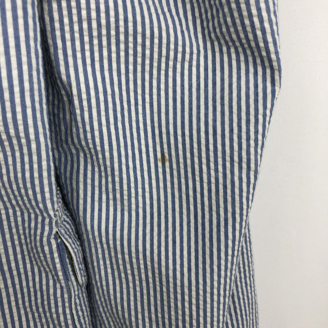 Ralph Lauren POLO by Ralph Lauren Stripe Pattern Seersucker Tailored Jacket (Men's Size S) cotton blue type Vintage Second Hand