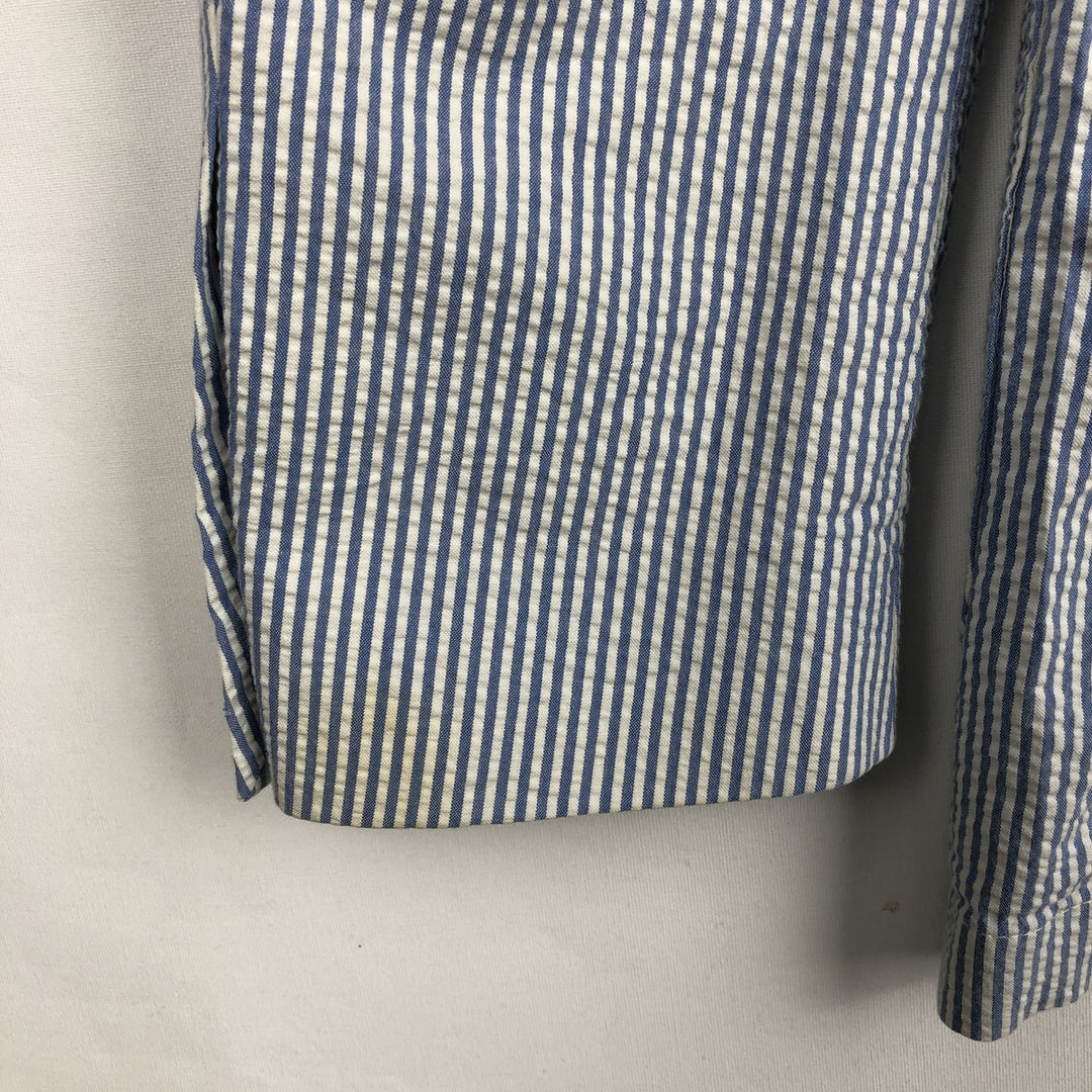 Ralph Lauren POLO by Ralph Lauren Stripe Pattern Seersucker Tailored Jacket (Men's Size S) cotton blue type Vintage Second Hand