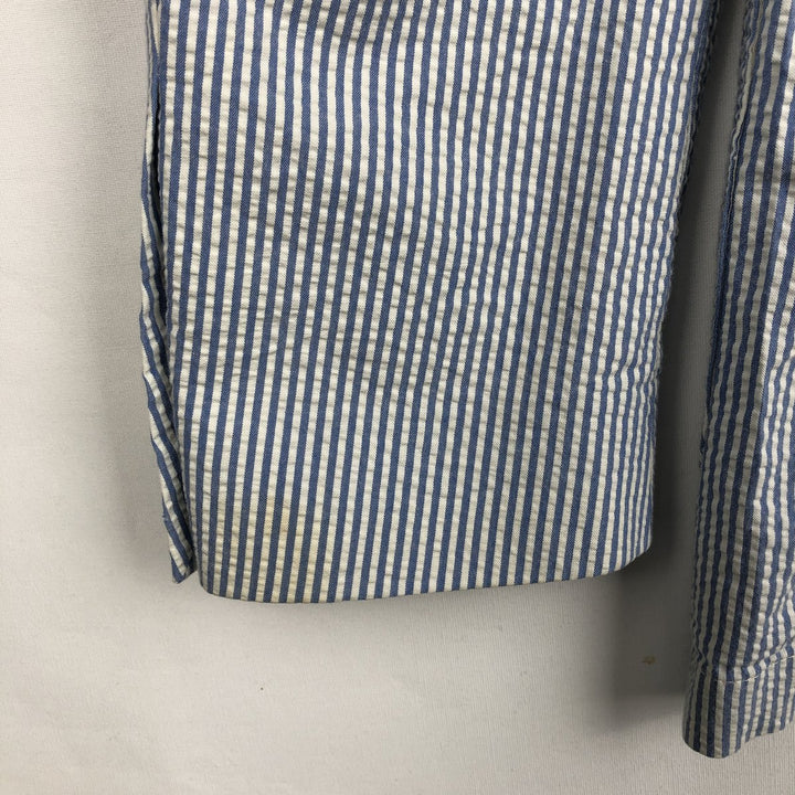 Ralph Lauren POLO by Ralph Lauren Stripe Pattern Seersucker Tailored Jacket (Men's Size S) cotton blue type Vintage Second Hand