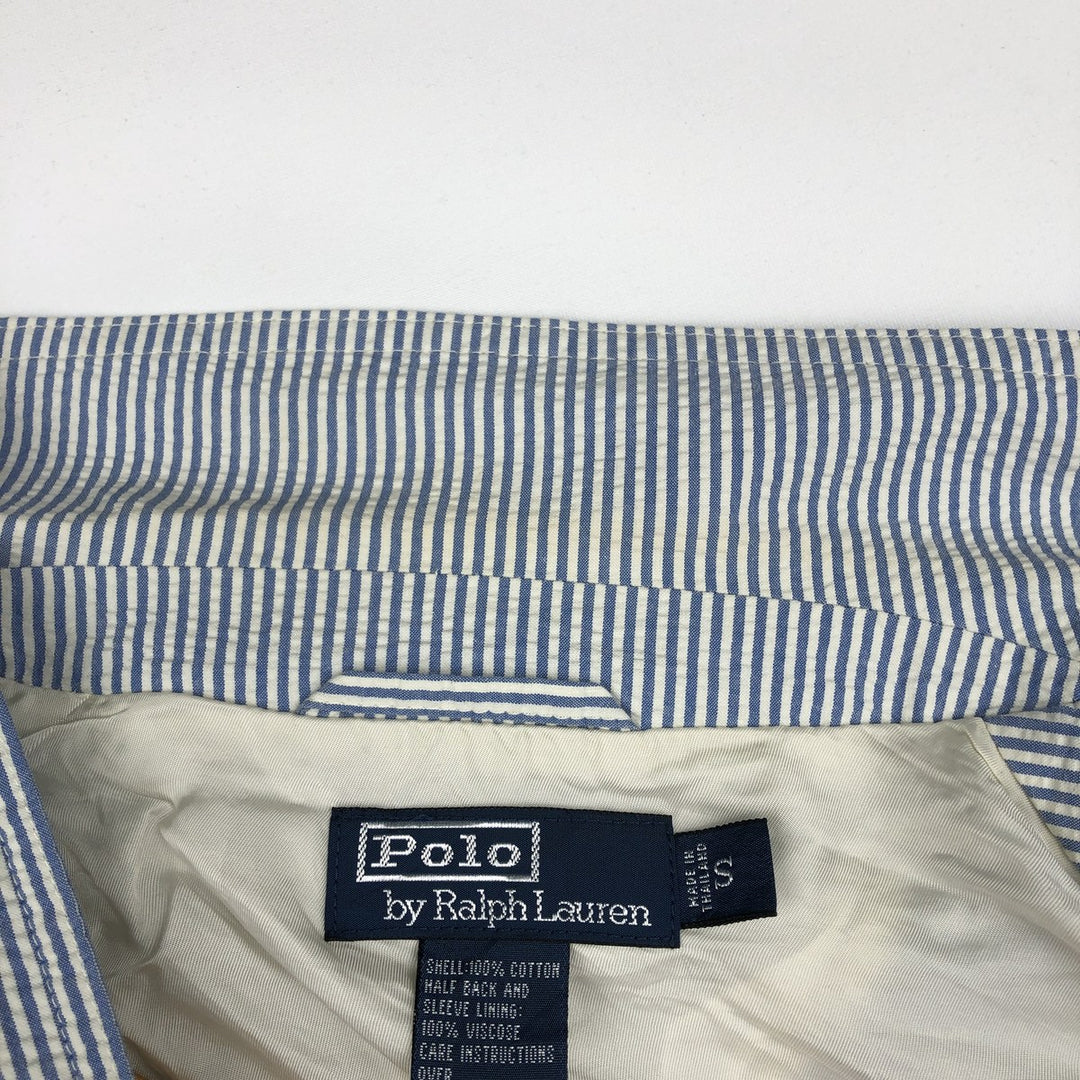 Ralph Lauren POLO by Ralph Lauren Stripe Pattern Seersucker Tailored Jacket (Men's Size S) cotton blue type Vintage Second Hand