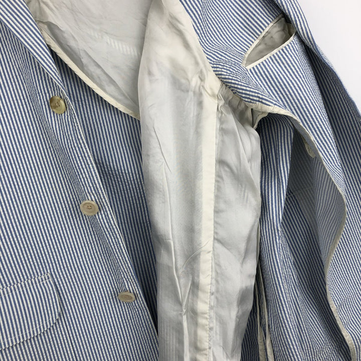 Ralph Lauren POLO by Ralph Lauren Stripe Pattern Seersucker Tailored Jacket (Men's Size S) cotton blue type Vintage Second Hand