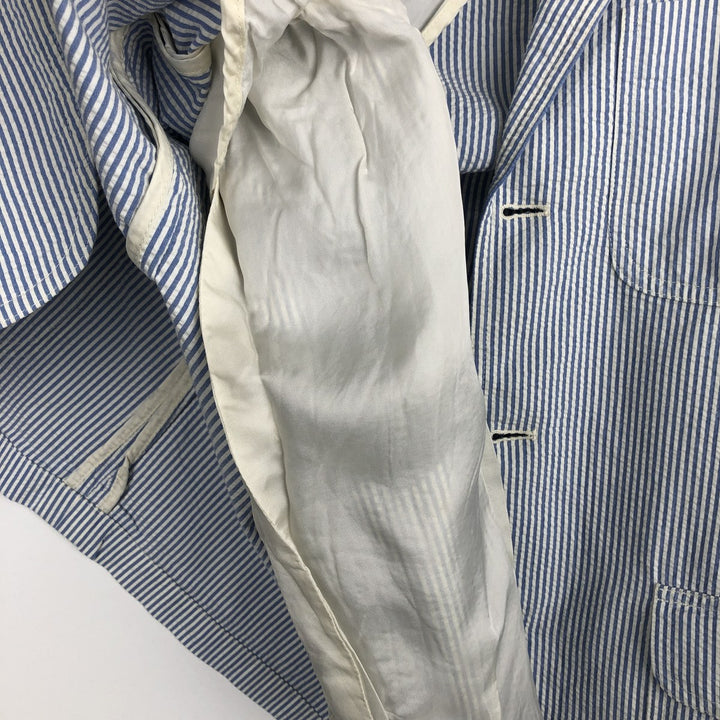 Ralph Lauren POLO by Ralph Lauren Stripe Pattern Seersucker Tailored Jacket (Men's Size S) cotton blue type Vintage Second Hand