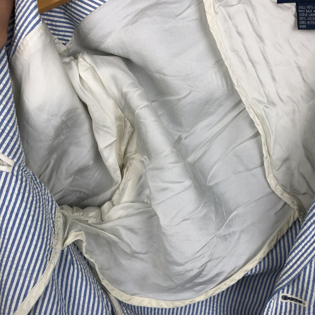 Ralph Lauren POLO by Ralph Lauren Stripe Pattern Seersucker Tailored Jacket (Men's Size S) cotton blue type Vintage Second Hand