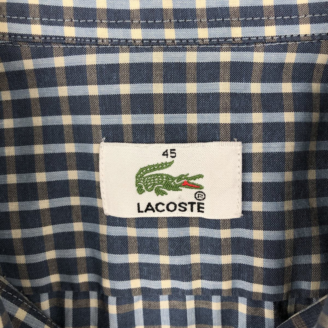 Lacoste Check Pattern Long-Sleeve Button-Down Shirt, Men's Size XL (approx.) unclear navy blue type Vintage Second Hand