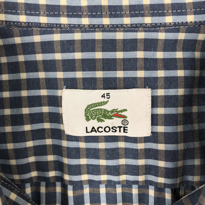 Lacoste Check Pattern Long-Sleeve Button-Down Shirt, Men's Size XL (approx.) unclear navy blue type Vintage Second Hand