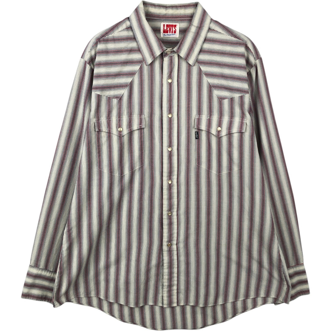 1980'S Levi's 64645-9928 Long-Sleeve Western Shirt, Men's Size XL (approx.) unclear Charcoal Vintage Second Hand