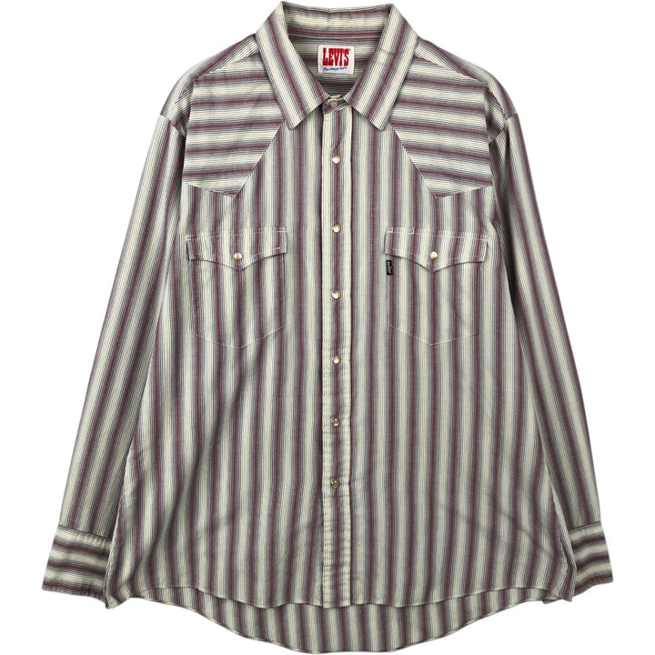 1980'S Levi's 64645-9928 Long-Sleeve Western Shirt, Men's Size XL (approx.) unclear Charcoal Vintage Second Hand
