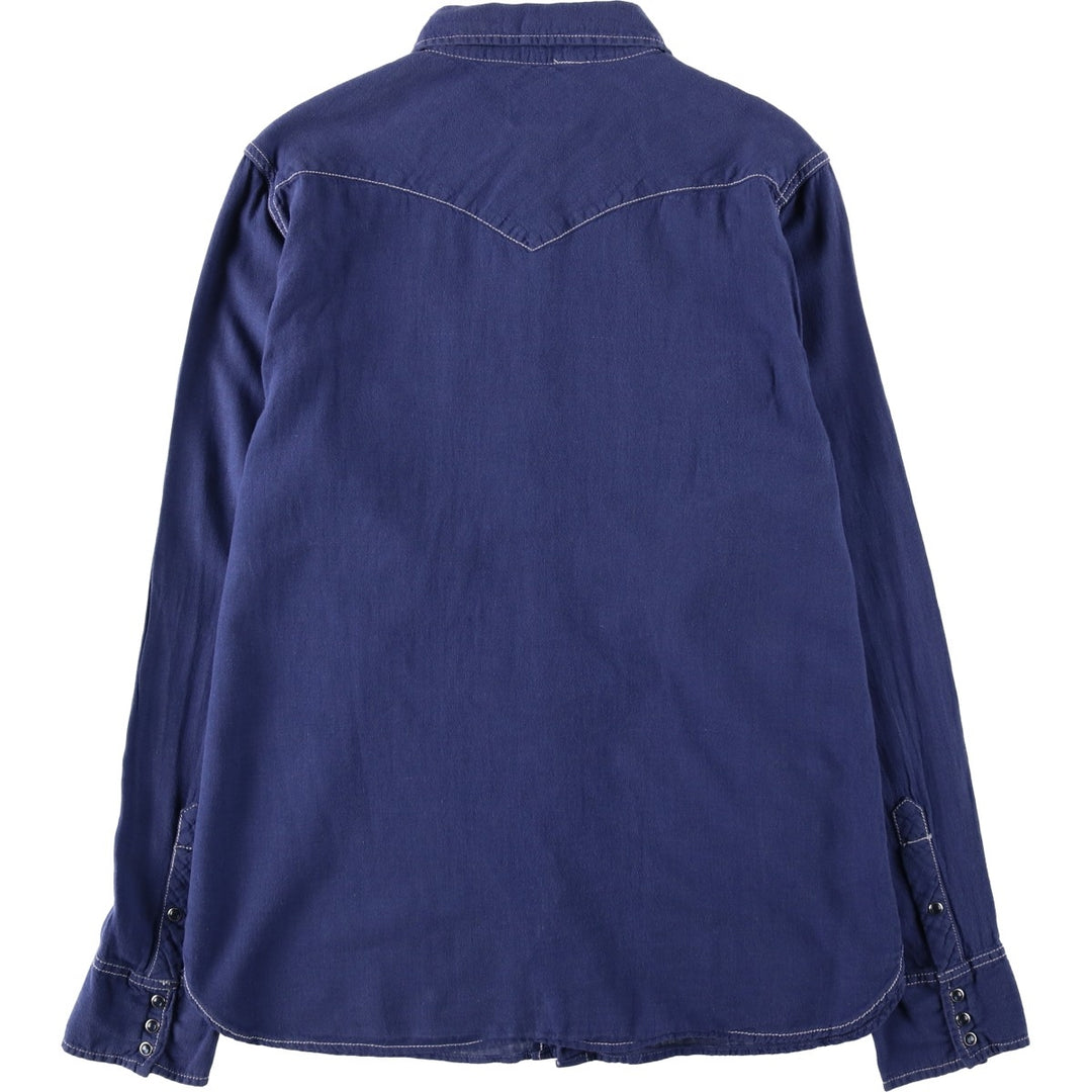 90s-00'S Levi's Authentic Jeanswear Linen x Cotton Long-Sleeve Western Shirt, Men's Size L (approx.) linen blue type Vintage Second Hand