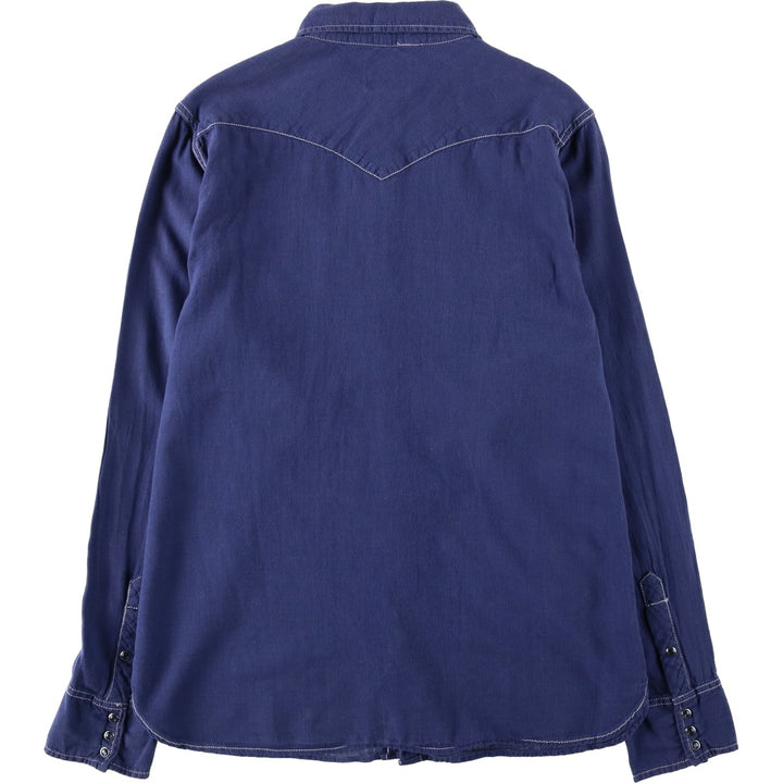 90s-00'S Levi's Authentic Jeanswear Linen x Cotton Long-Sleeve Western Shirt, Men's Size L (approx.) linen blue type Vintage Second Hand
