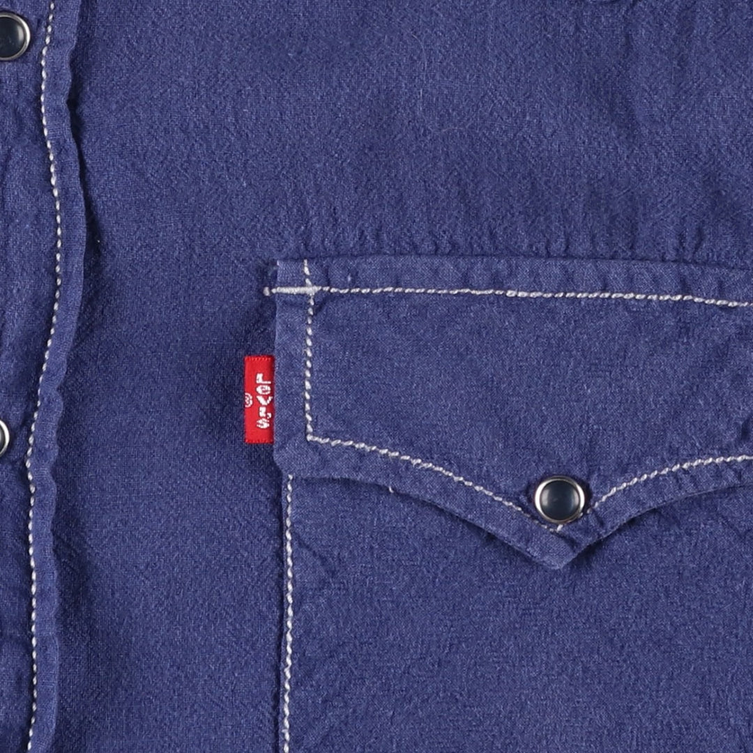 90s-00'S Levi's Authentic Jeanswear Linen x Cotton Long-Sleeve Western Shirt, Men's Size L (approx.) linen blue type Vintage Second Hand
