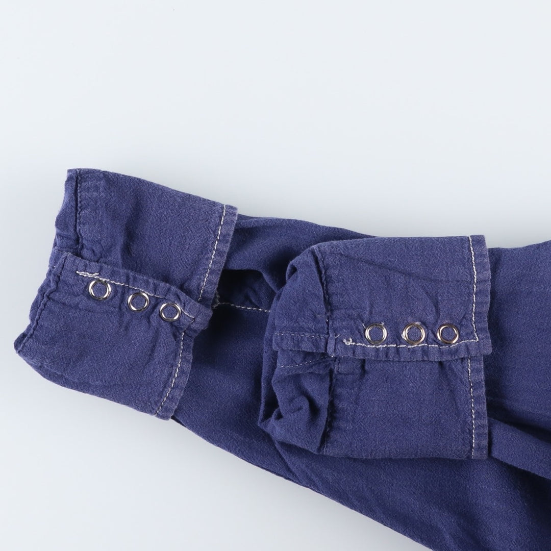 90s-00'S Levi's Authentic Jeanswear Linen x Cotton Long-Sleeve Western Shirt, Men's Size L (approx.) linen blue type Vintage Second Hand