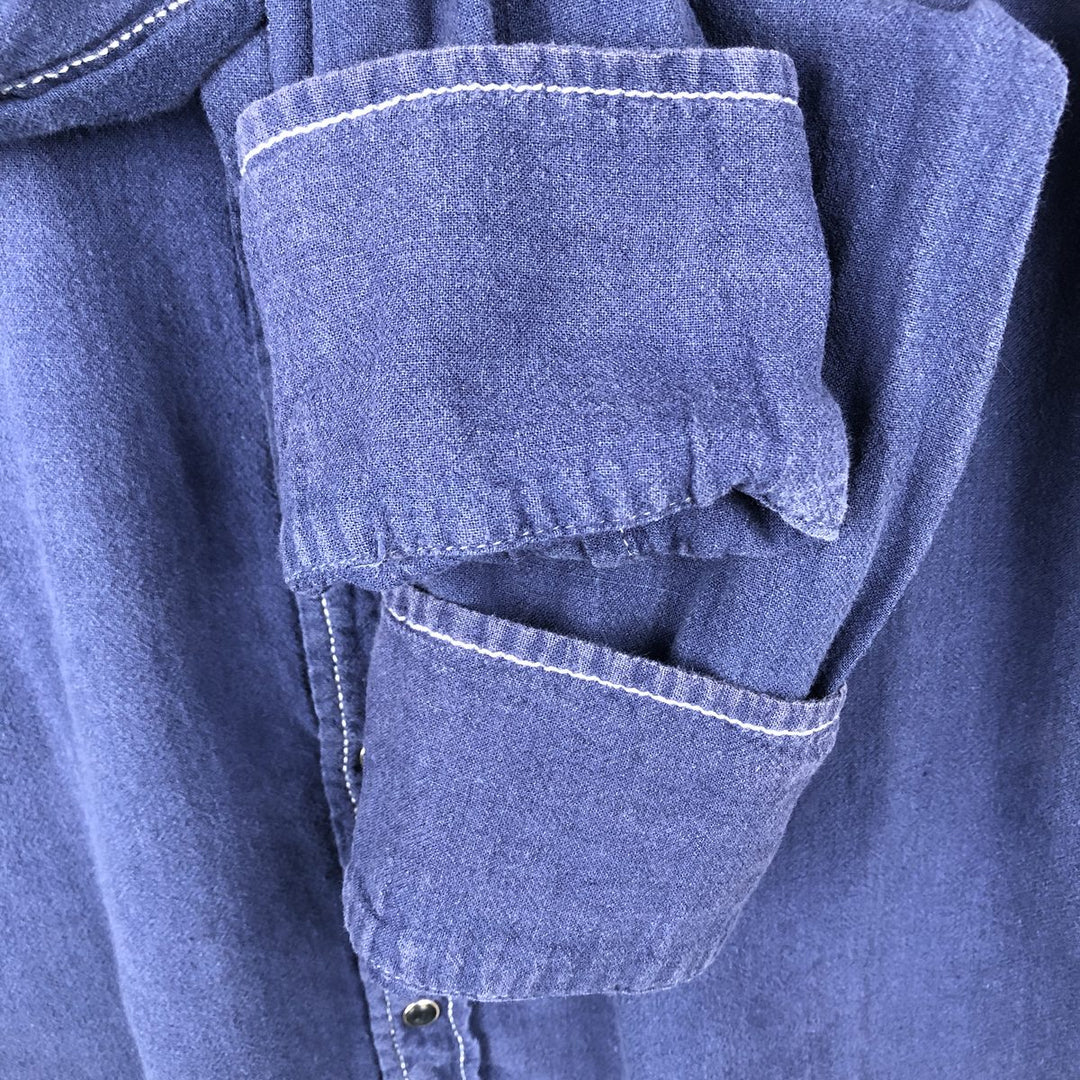 90s-00'S Levi's Authentic Jeanswear Linen x Cotton Long-Sleeve Western Shirt, Men's Size L (approx.) linen blue type Vintage Second Hand