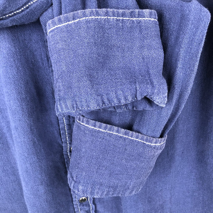 90s-00'S Levi's Authentic Jeanswear Linen x Cotton Long-Sleeve Western Shirt, Men's Size L (approx.) linen blue type Vintage Second Hand