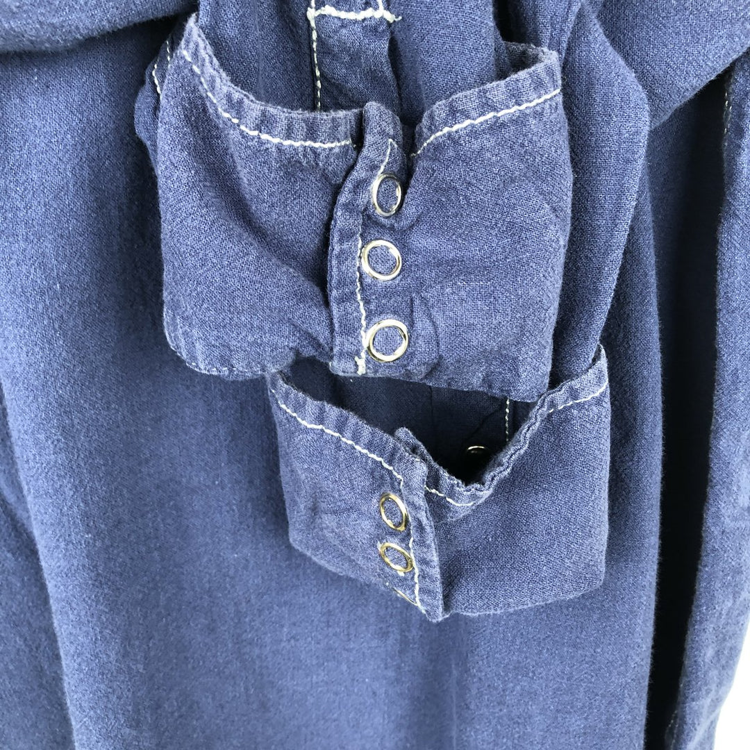 90s-00'S Levi's Authentic Jeanswear Linen x Cotton Long-Sleeve Western Shirt, Men's Size L (approx.) linen blue type Vintage Second Hand