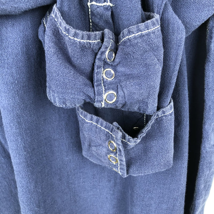 90s-00'S Levi's Authentic Jeanswear Linen x Cotton Long-Sleeve Western Shirt, Men's Size L (approx.) linen blue type Vintage Second Hand
