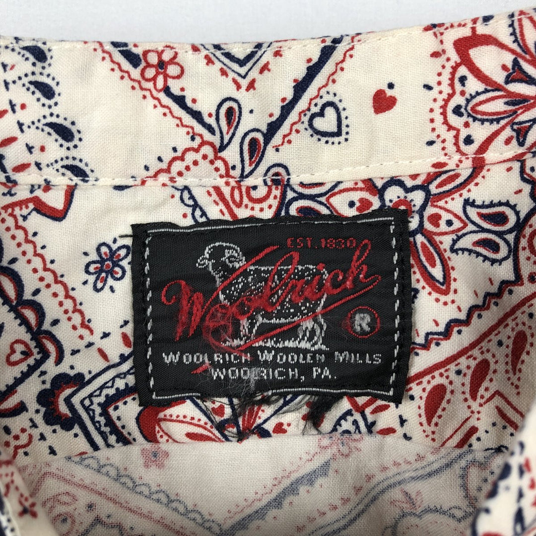 2000'S Woolrich all-over print stand-collar long-sleeve shirt, men's size M equivalent. unclear ivory Vintage Second Hand